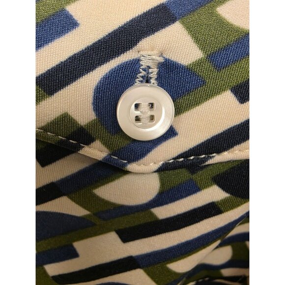 J.McLaughlin XS Womens Patterned Shirt Dress Knee Length Belted Preppy Stretchy - Picture 8 of 8